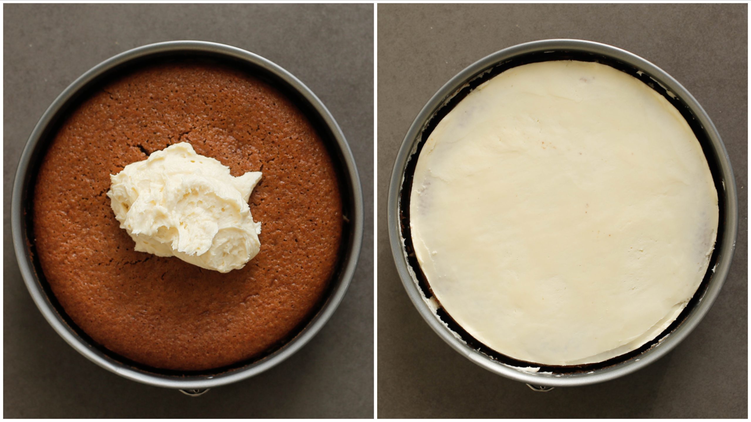 Topping uitsmeren over de wortelcheesecake