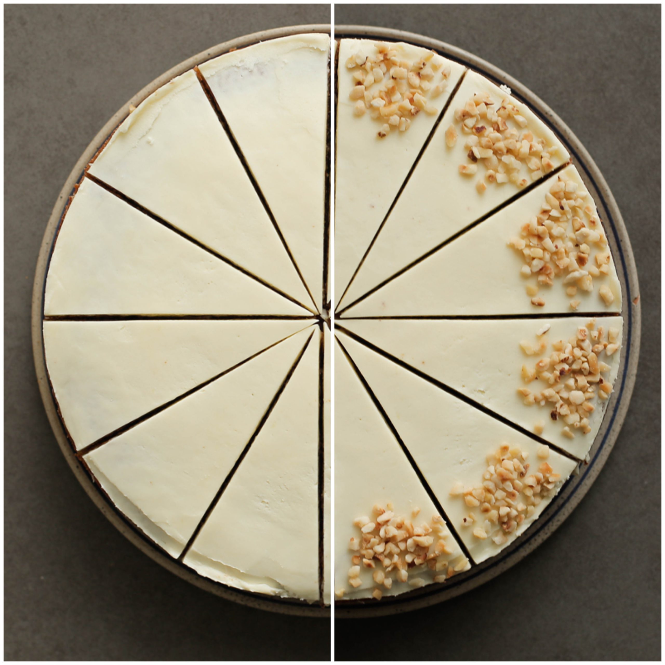 Wortel cheesecake aansnijden en garneren