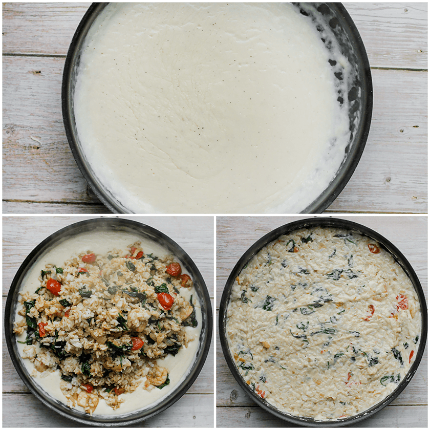 Bechamelsaus mengen met het garnaalmengsel tot een geheel