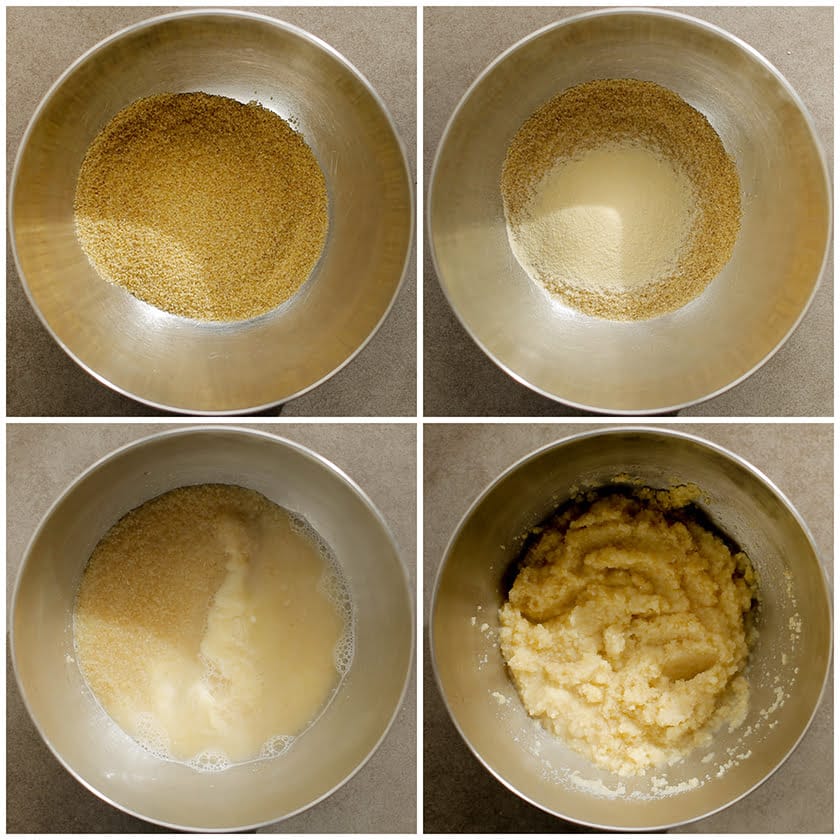 Bulgur-griesmeelmengsel met gekookt water laten intrekken