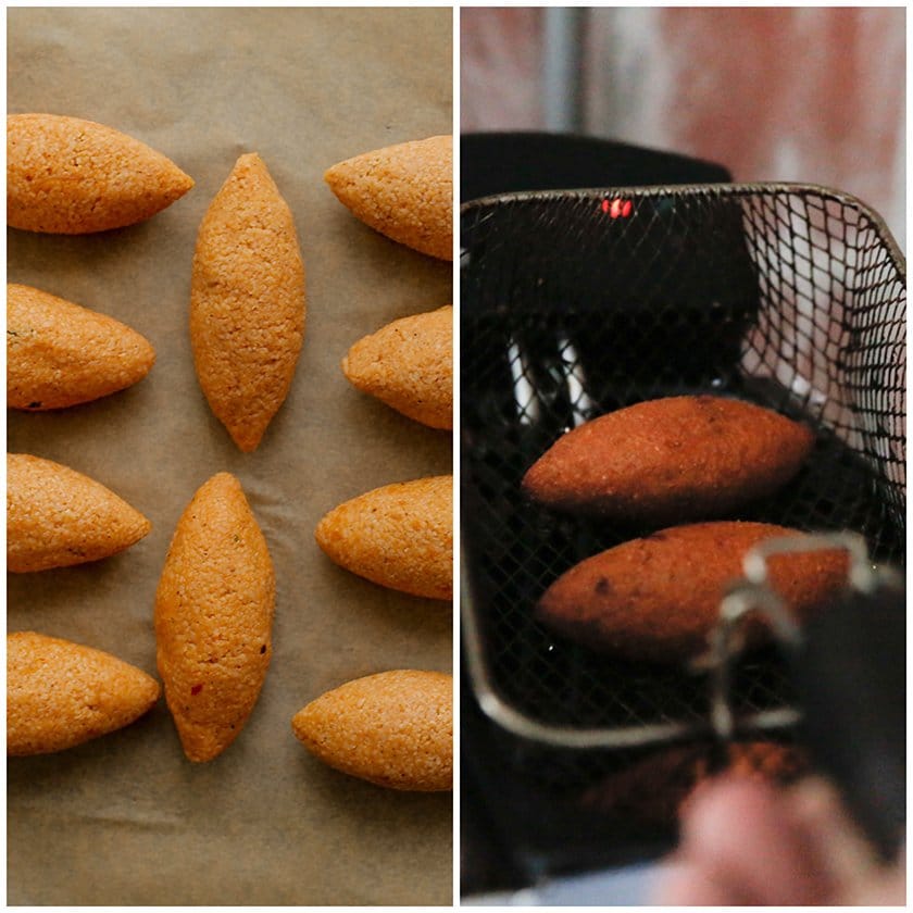 Bulgur met garnaalmengsel goudbruin bakken