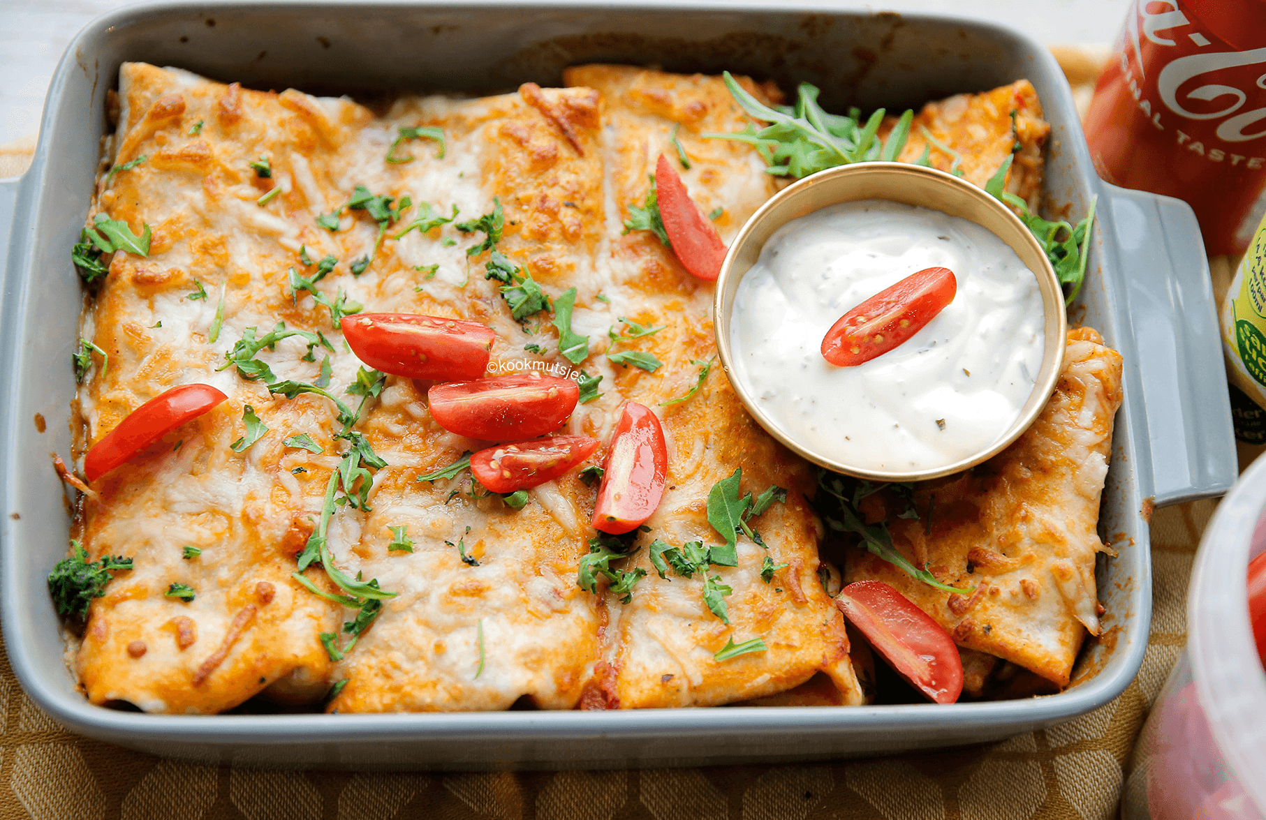 Enchiladas met kippendijen