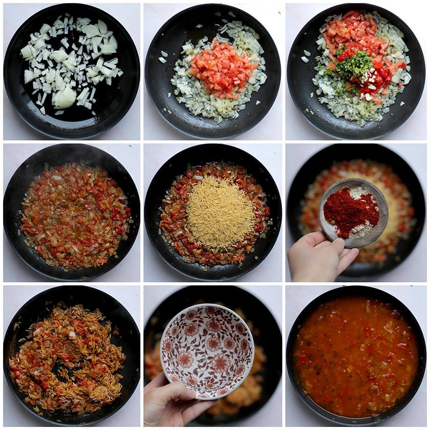 Groenten voorbakken met de orzo en dan koken