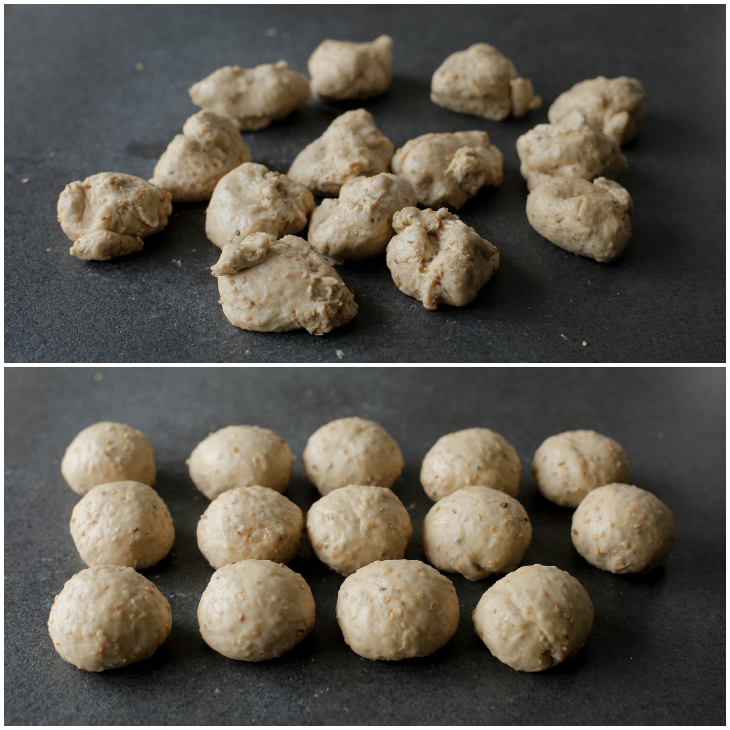 Ka'ak deeg verdelen in stukken