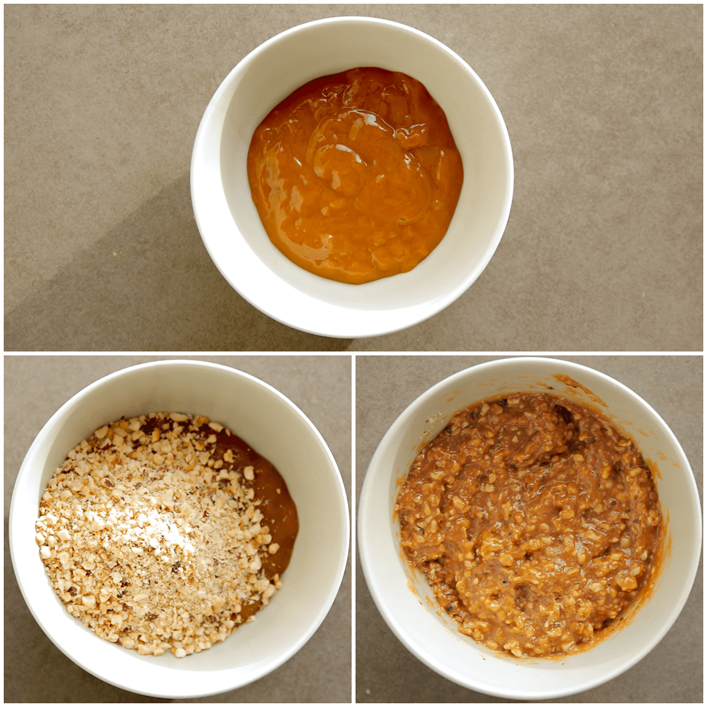 Karamel mengen met pinda's tot een geheel