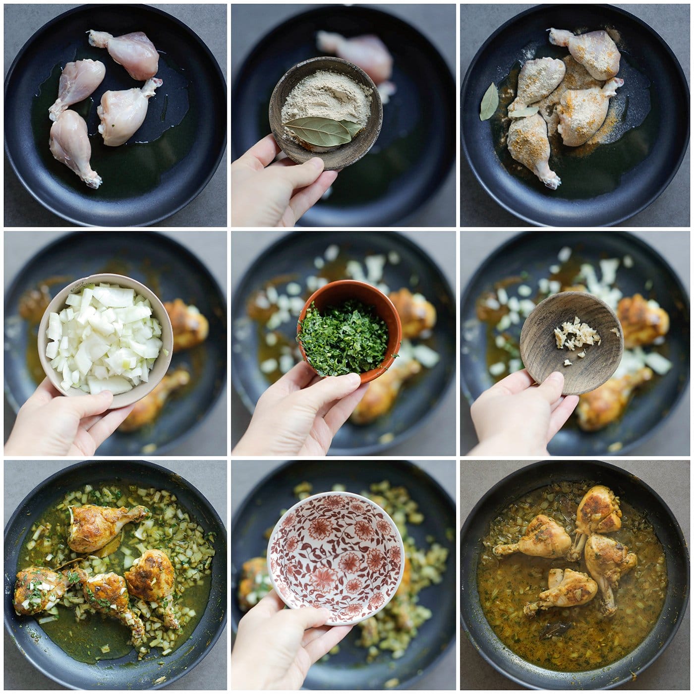 Kipdrumsticks bakken in groenten en koken