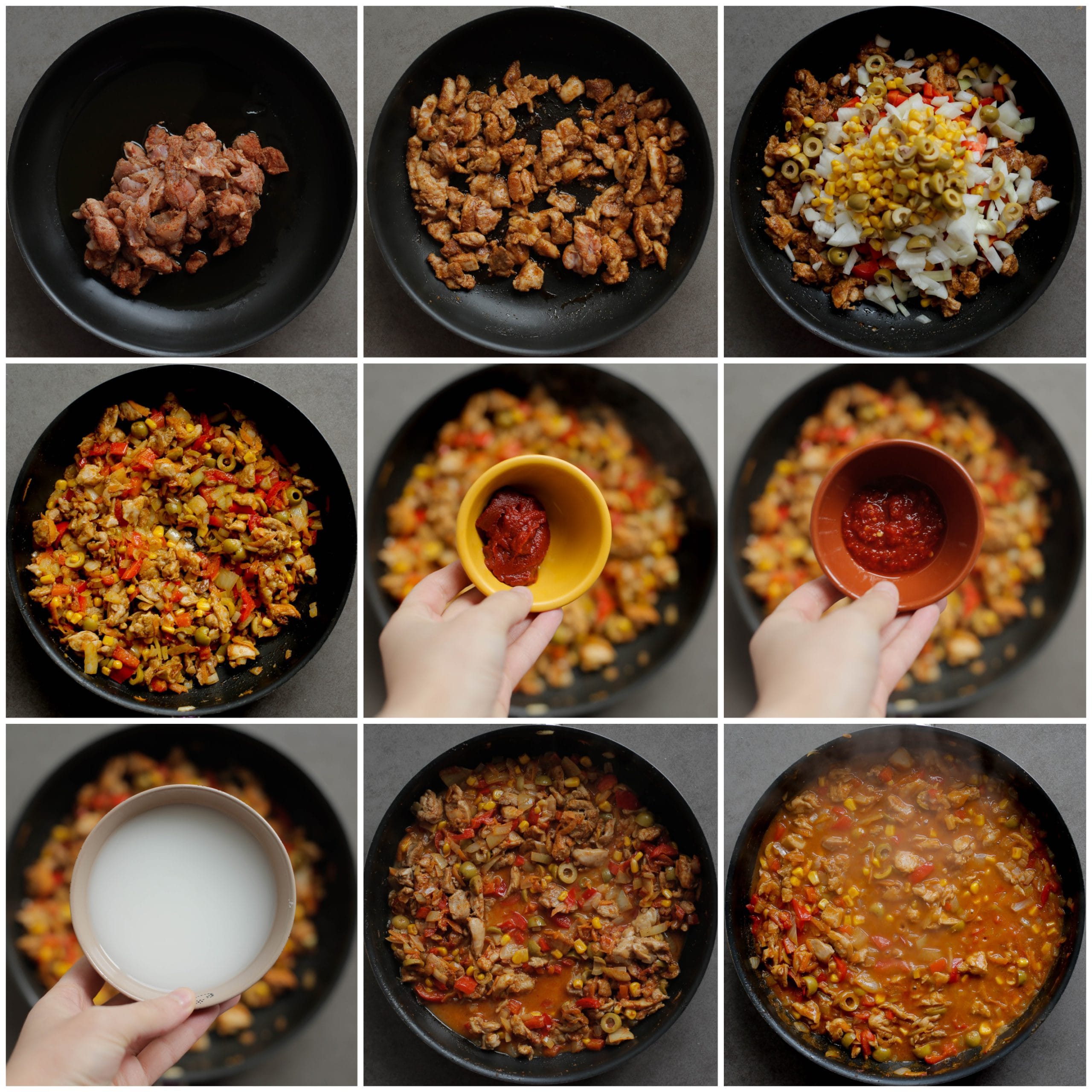 Kipmengsel bakken en koken voor de vulling van de wraps