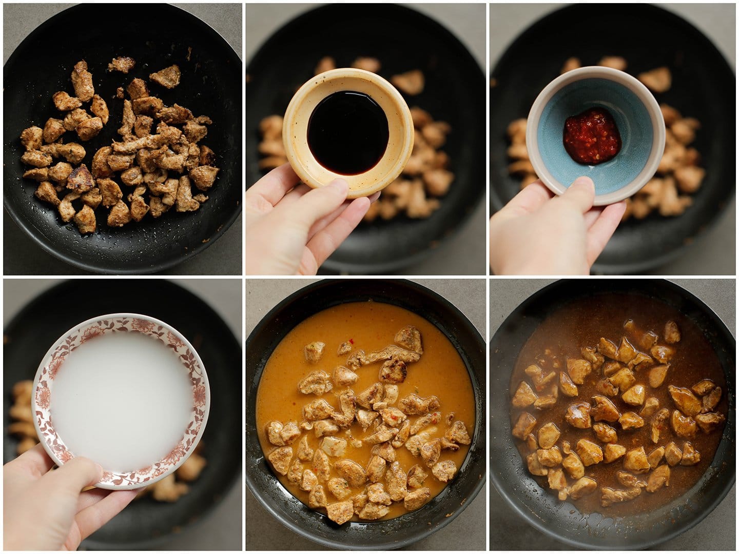 Kipmengsel zacht koken in een koekenpan