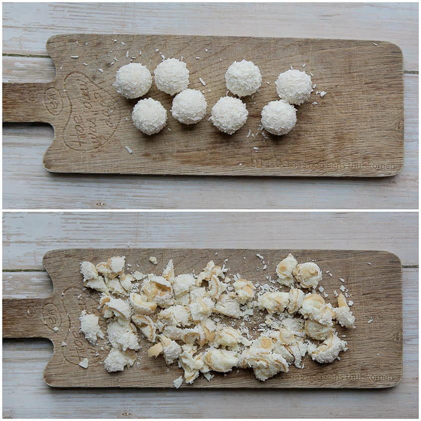 Raffaello's hakken in stukken