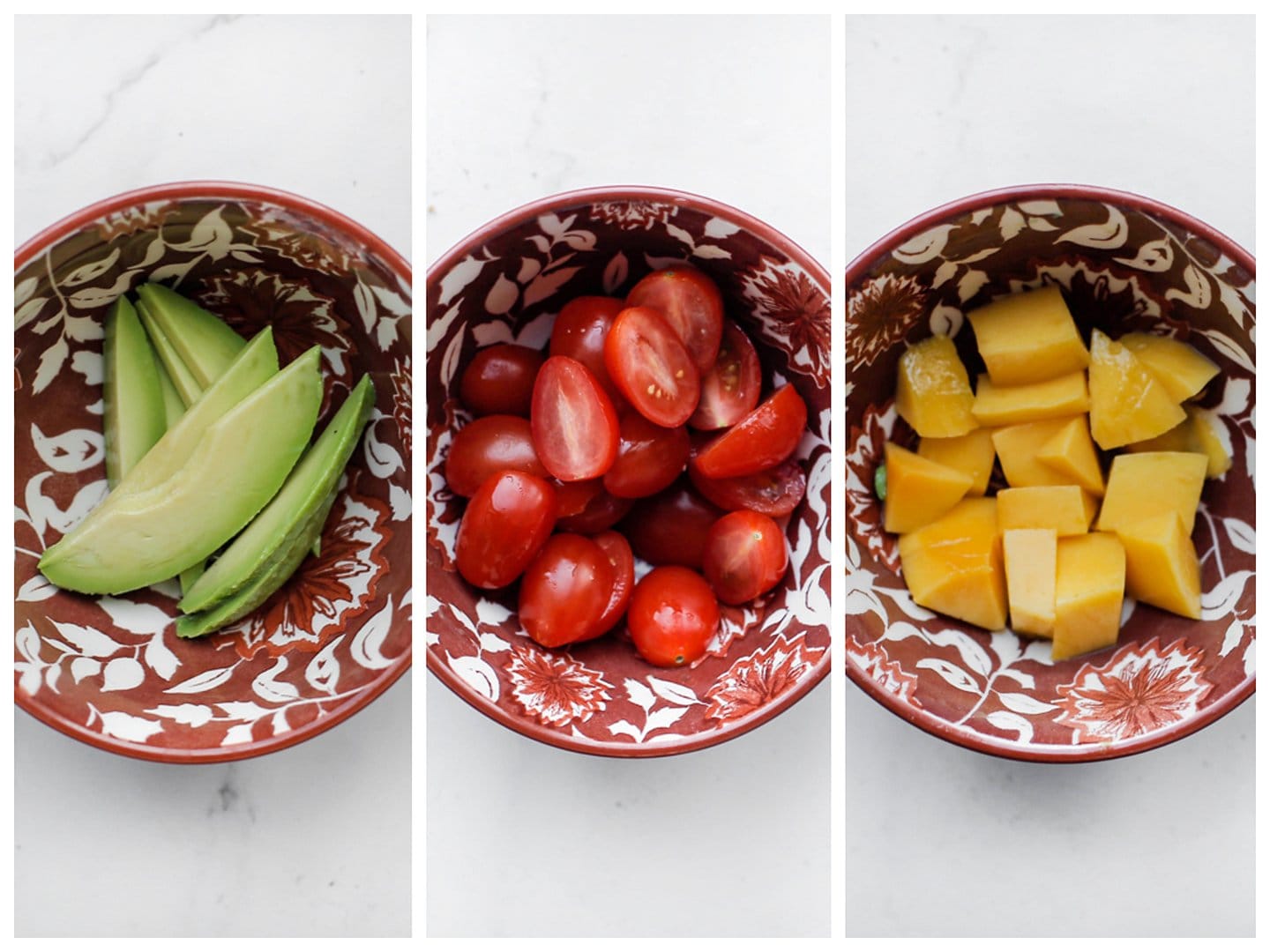 Avocado, snoeptomaat en mango