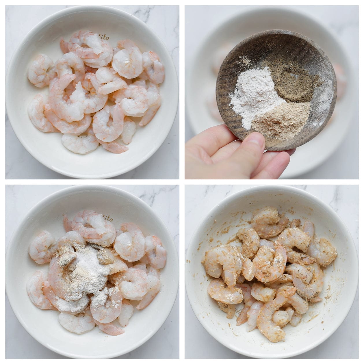 Cocktailgarnalen mengen met kruiden