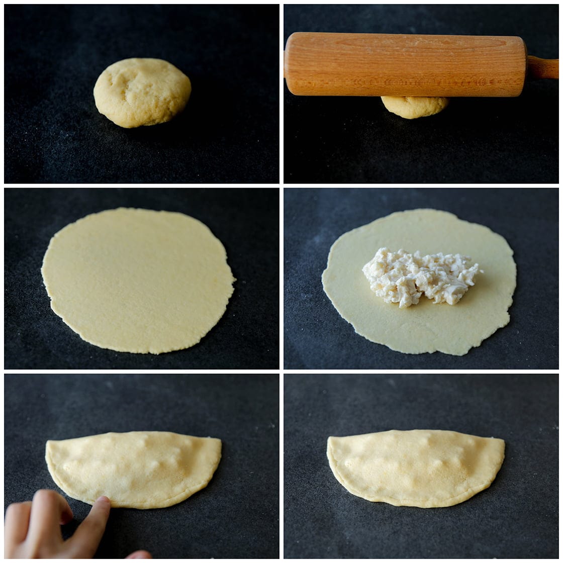 Deeg vormen en vullen met het kaasmengsel