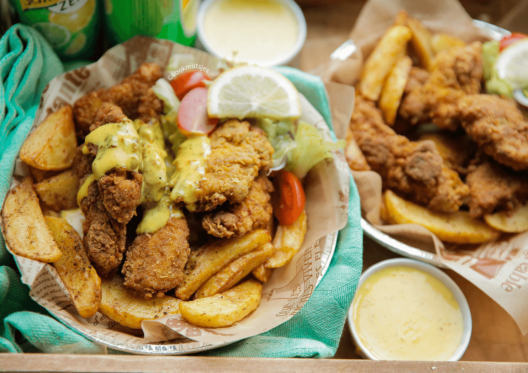 Friet met krokante kip