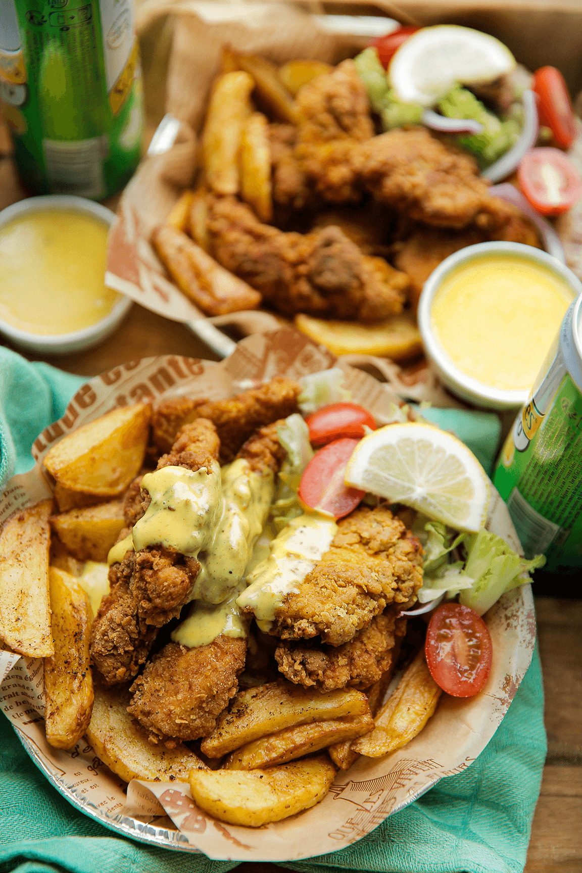 Friet met krokante kip