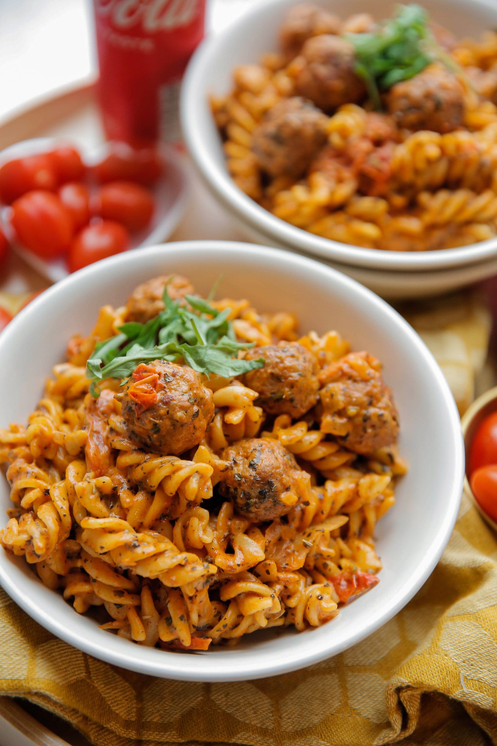 Fusilli met gehaktballen Kookmutsjes