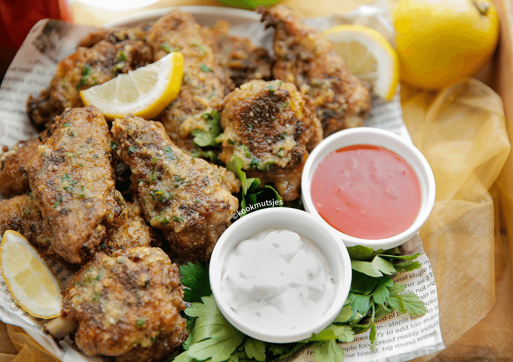 Garlic kippenvleugels Kookmutsjes