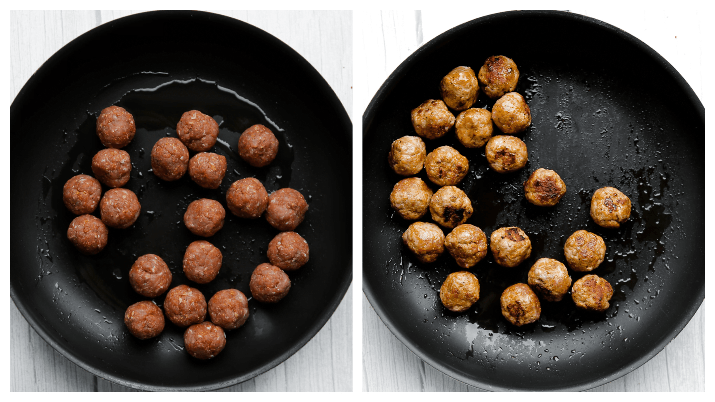 Gehaktballen bakken in een koekenpan