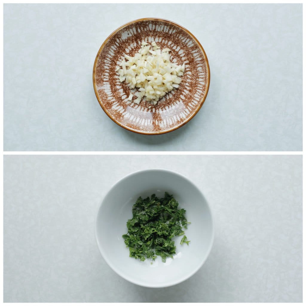 Gehakte peterselie en knoflook