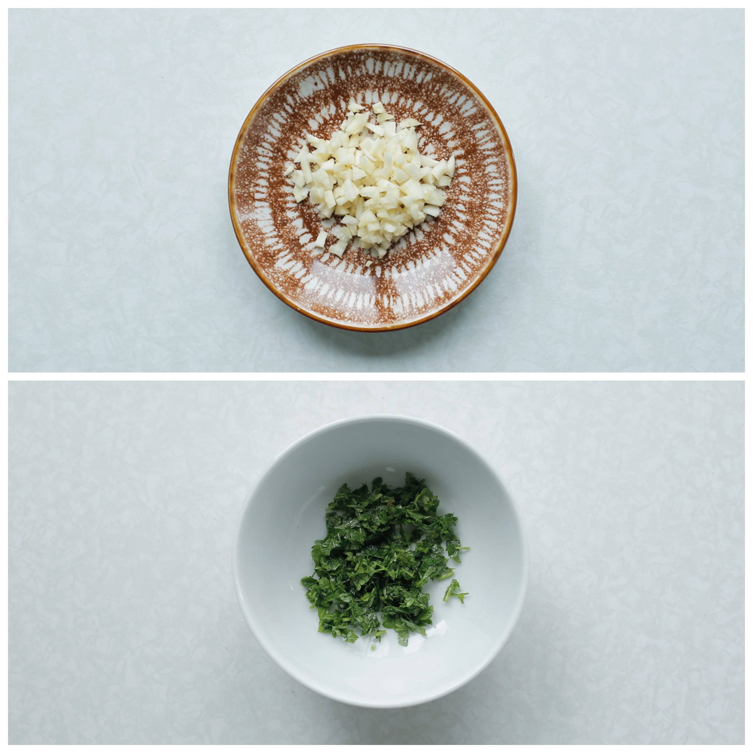 Gehakte peterselie en knoflook