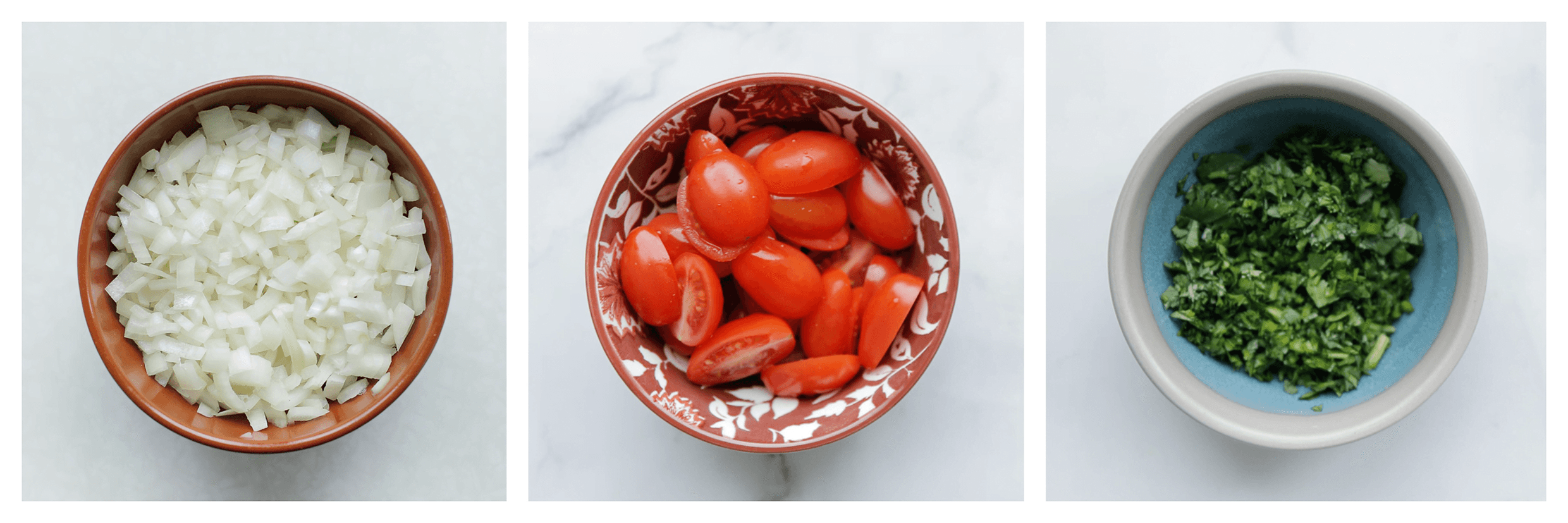 Gele ui, snoeptomaatjes en peterselie kopiëren