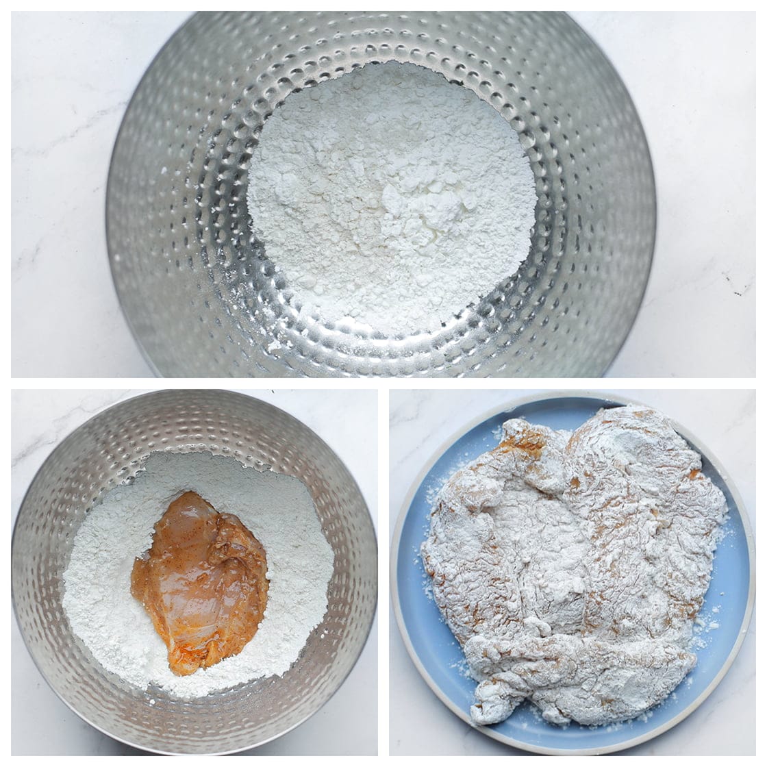 Kipfilet door het bloemmengsel halen kopiëren