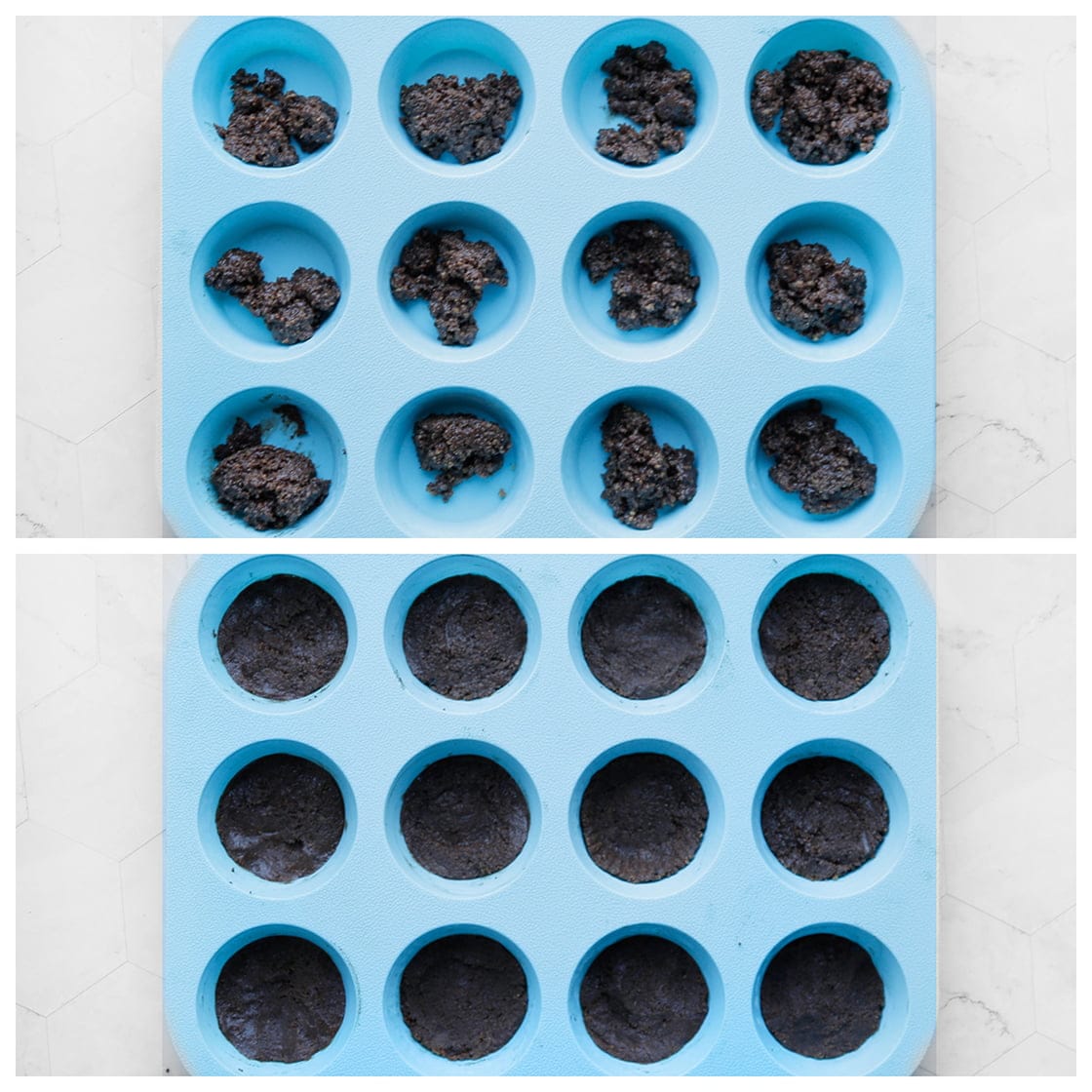 Koekjesdeeg in muffin siliconenvorm