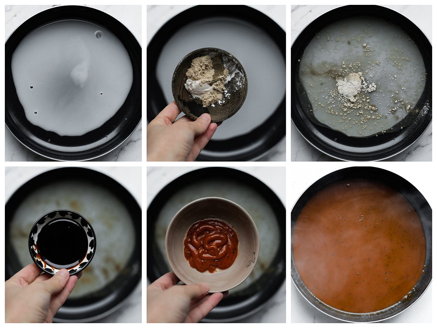 Kruiden en saus koken tot een geheel