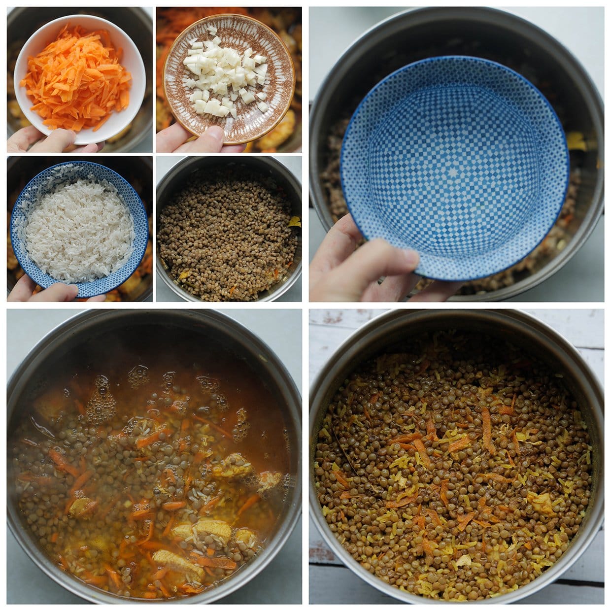 Linzen en rijst koken