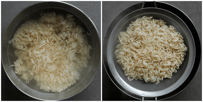 Noedels in gekookt water