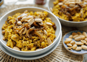 Kip met rijst en linzen