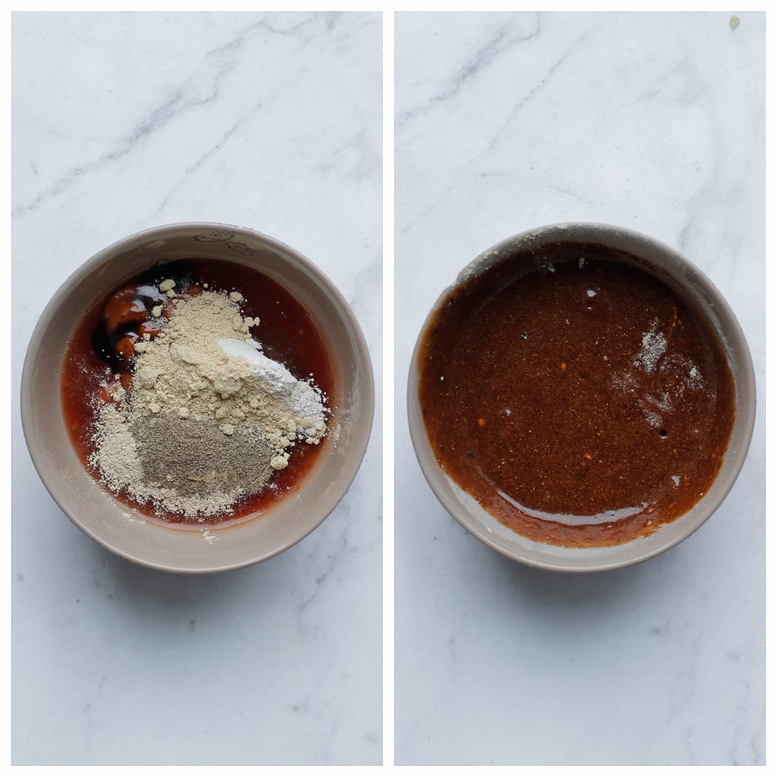 Saus mengen met kruiden in kleine diepe kom