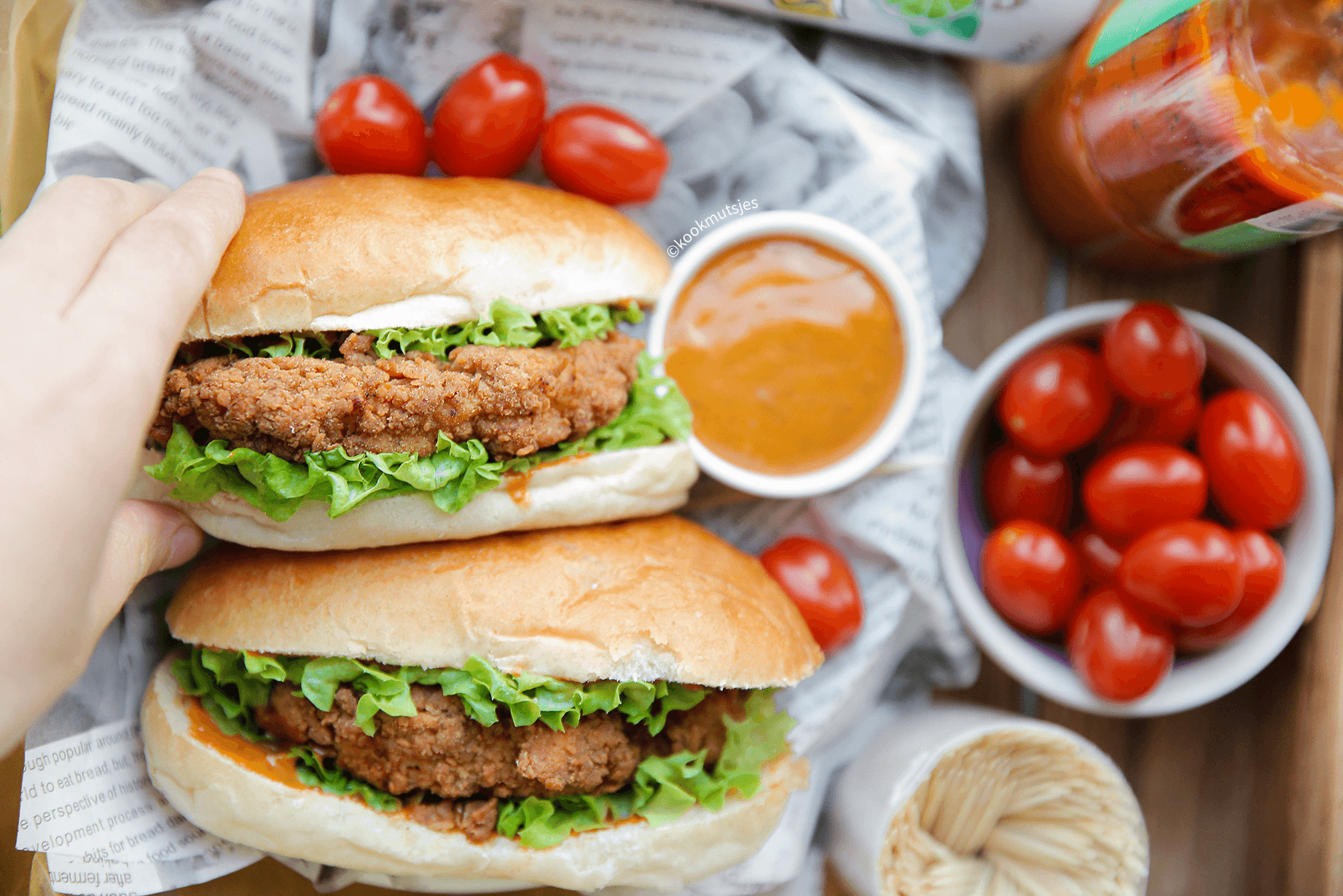 Spicy katjang kipburger