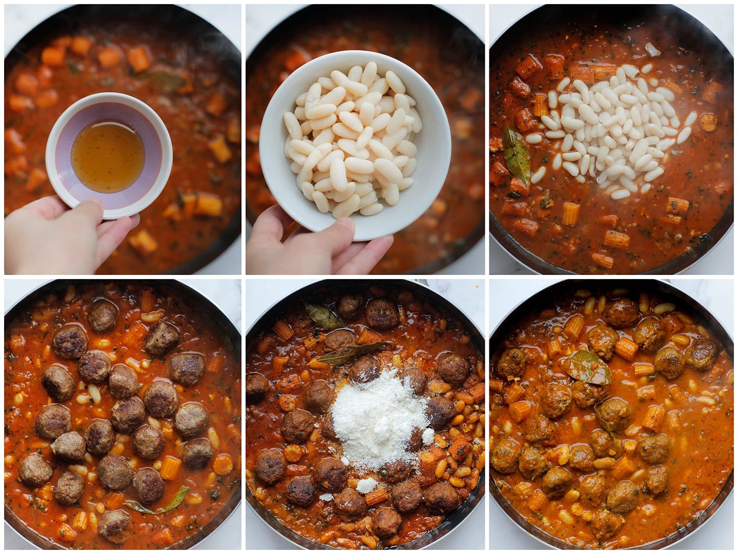 Witte bonen koken met gehaktballen in saus