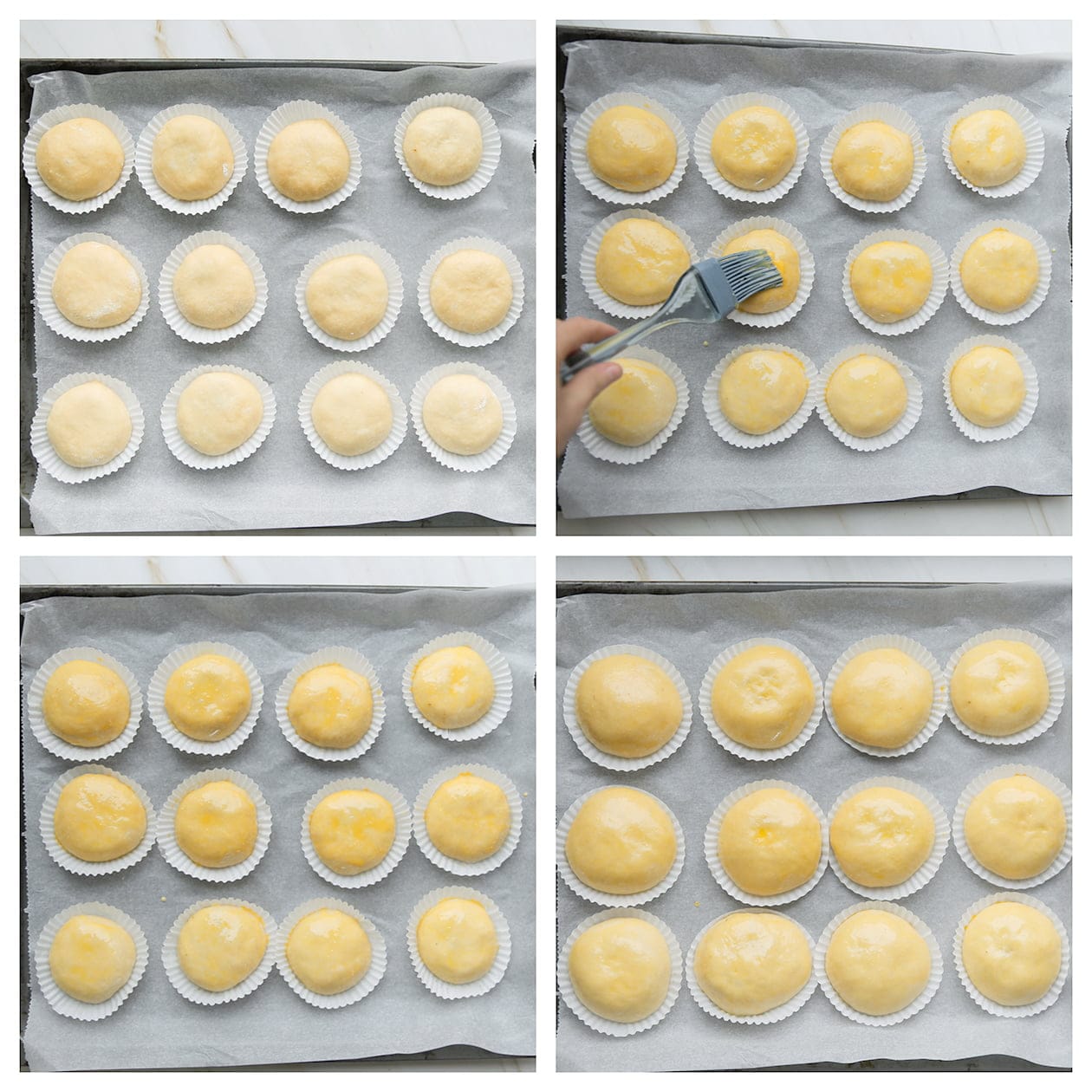 Deeg bestrijken met eigeel en laten rijzen