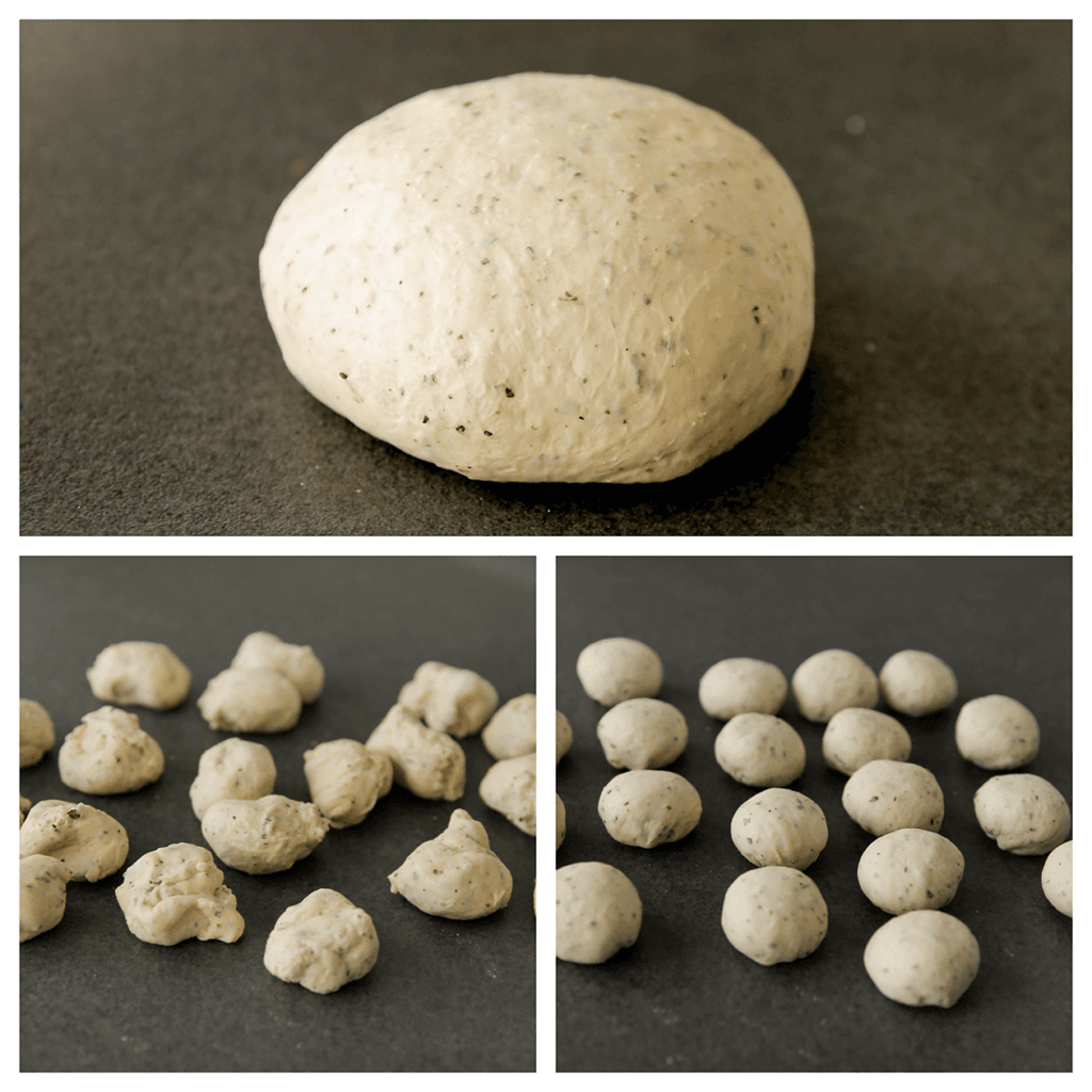 Verdeel het deeg in 19 stukken (40 g per stuk). Vorm er bollen van.