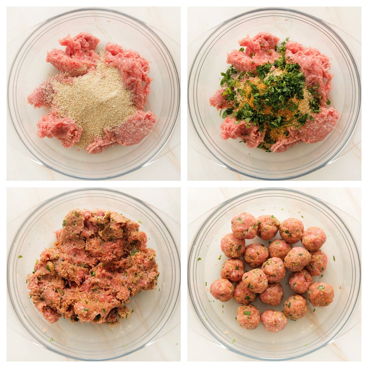 Gehaktmengsel vormen tot kleine gehaktballen