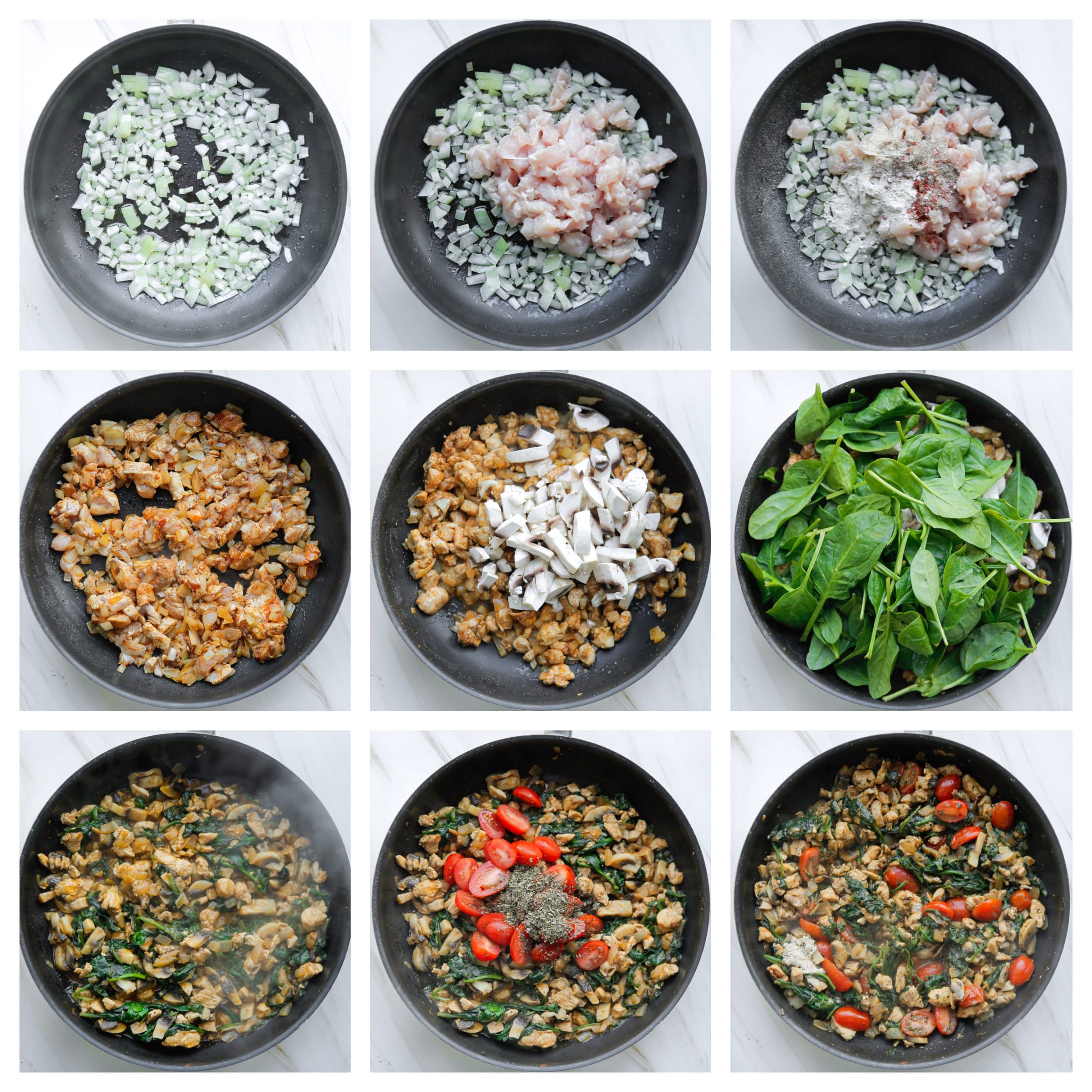 Kip gaar bakken met groenten voor de kiplasagne