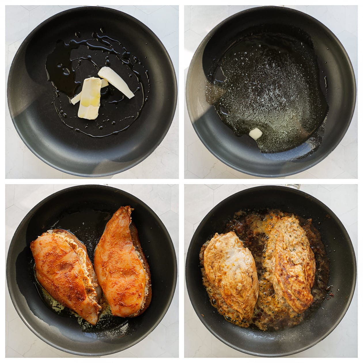 Kipfilet met roomkaasmengsel gaar bakken