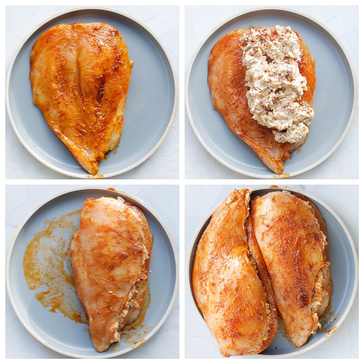 Kipfilet vullen met het roomkaasmengsel