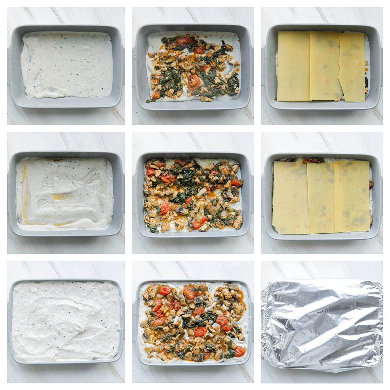 Kiplasagne verdelen over een ovenschaal