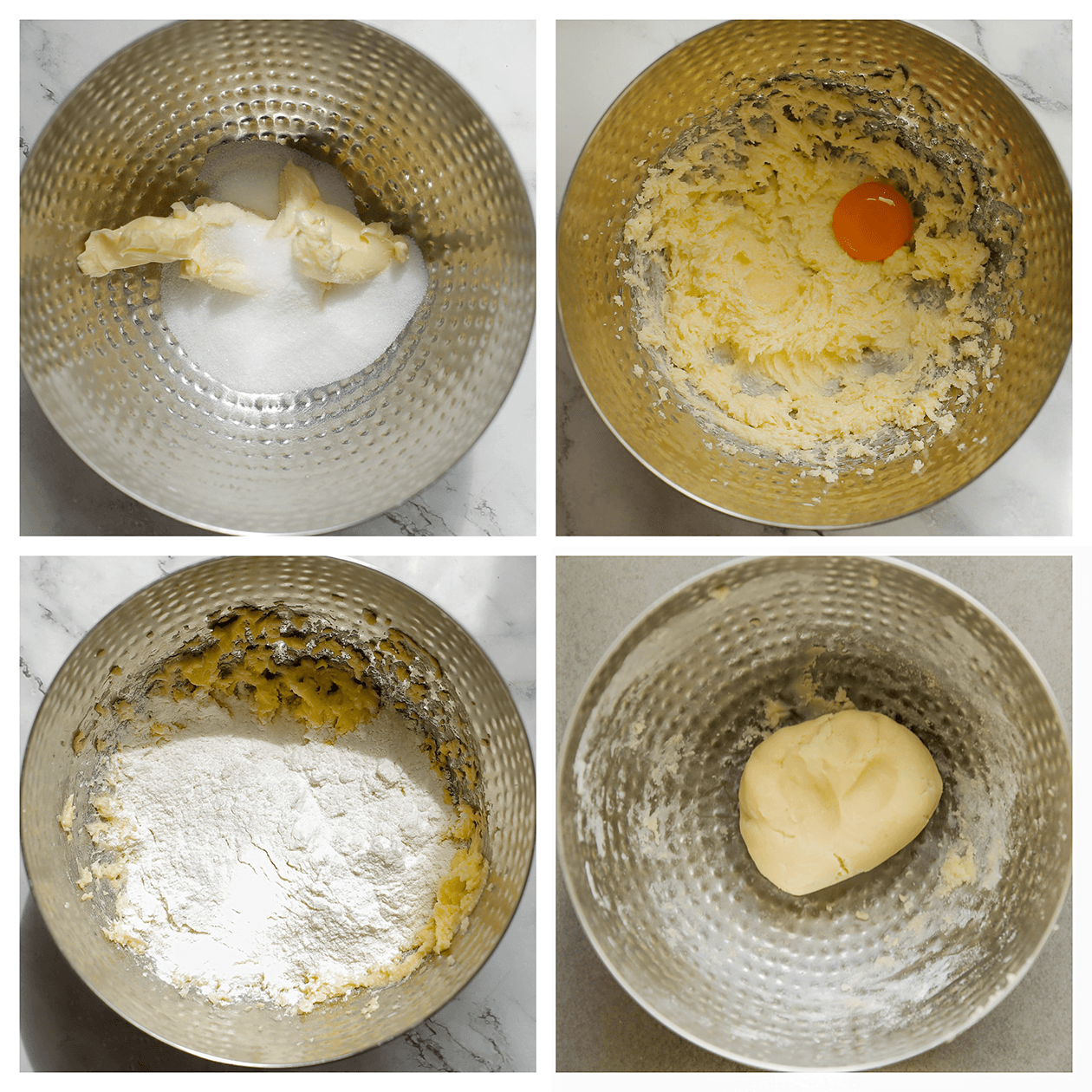 Koekjesdeeg kneden tot een geheel voor de sloffen