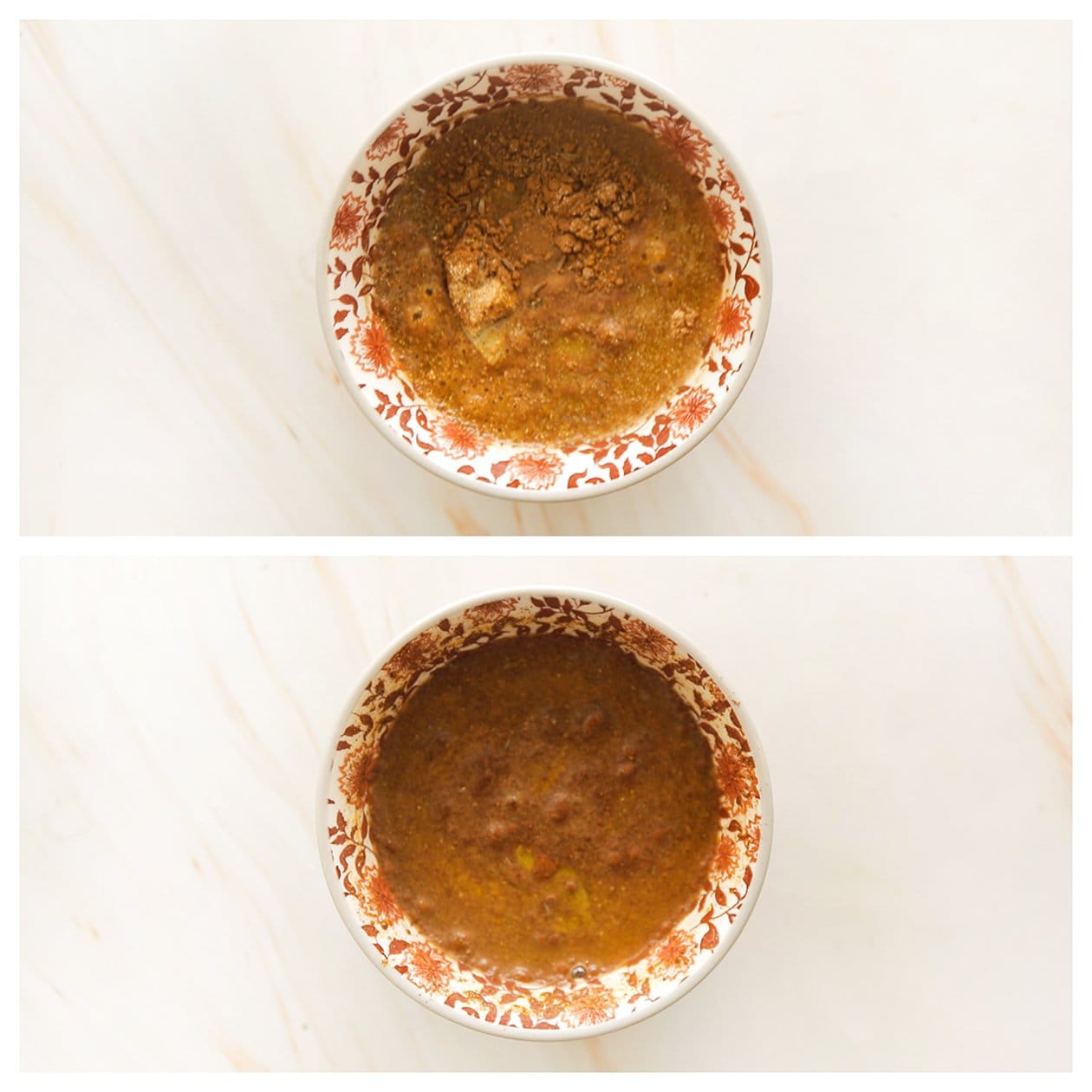 Kruiden mengen met water tot een gladde massa