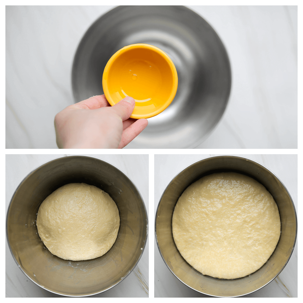 Nieuwe kom invetten en deeg laten rijzen kopiëren