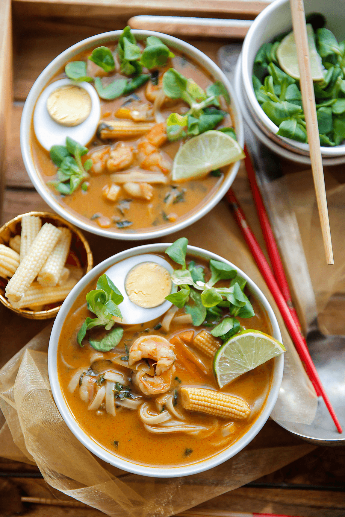 Noedelsoep met garnalen eindresultaat