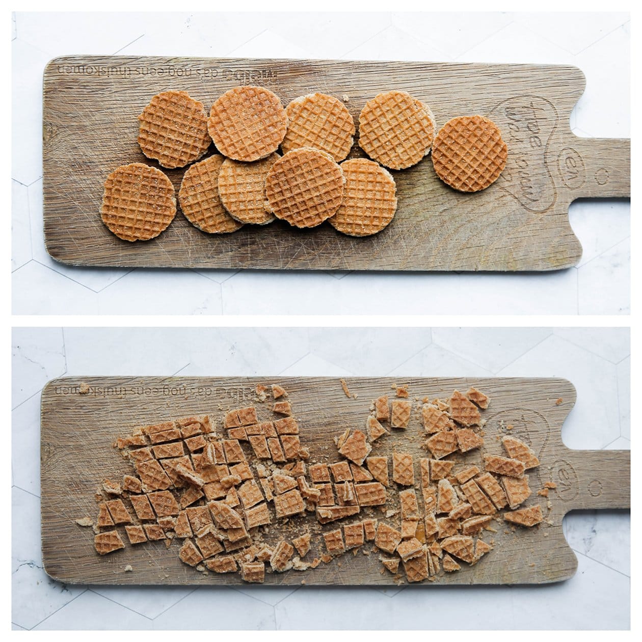 Stroopwafels in stukken