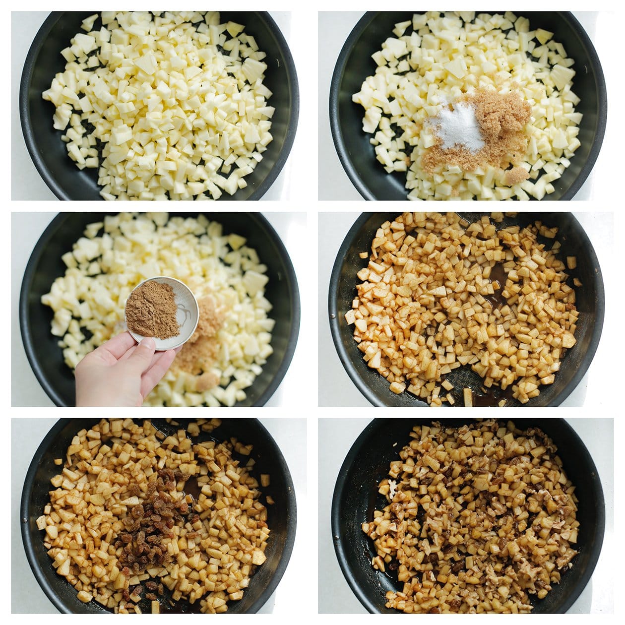 Stukjes appel zacht bakken in een koekenpan