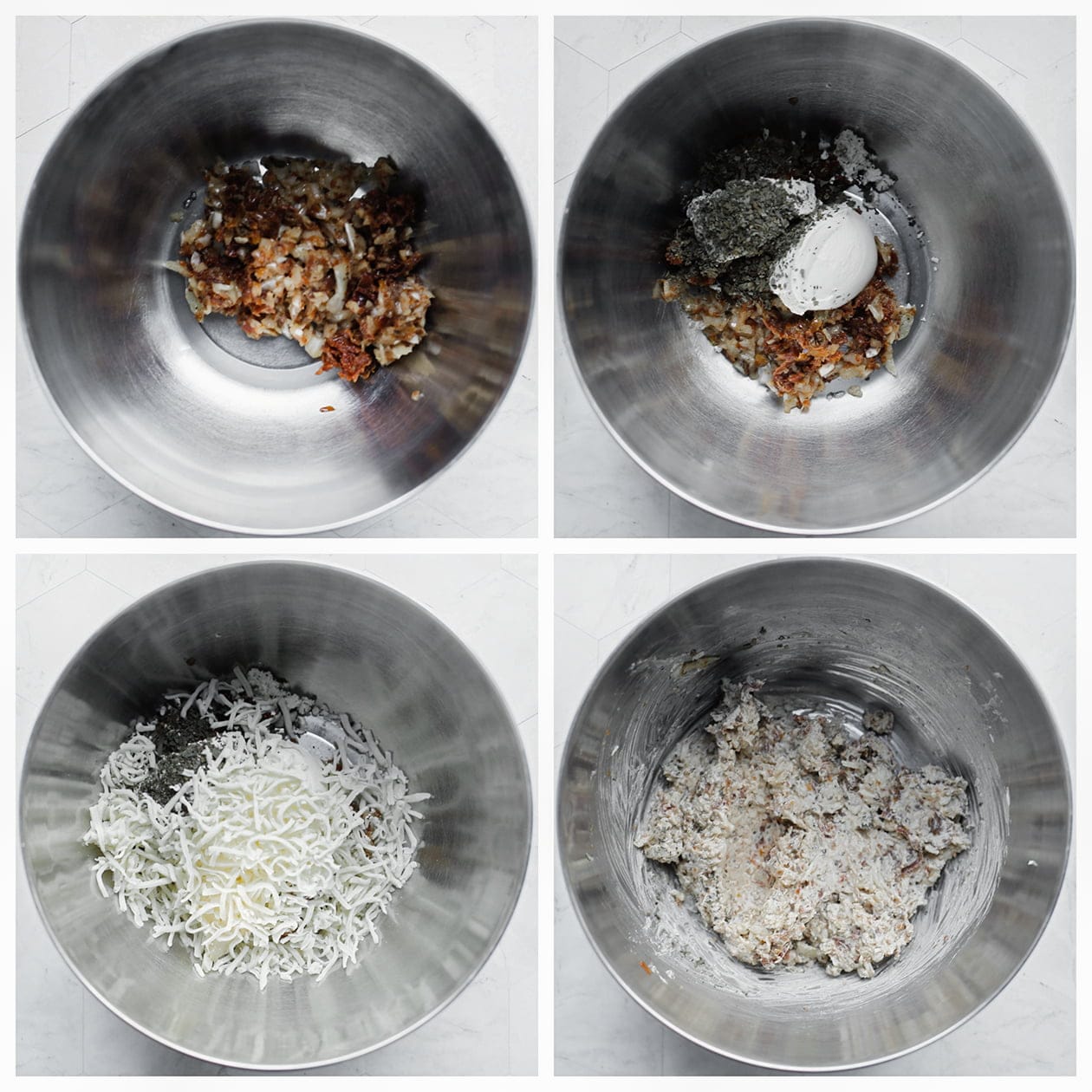 Tomatenmengsel mengsen met roomkaas en kaas