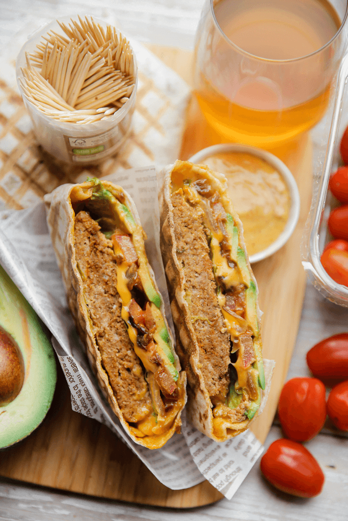 Wrapburger met gehakt eindresultaat