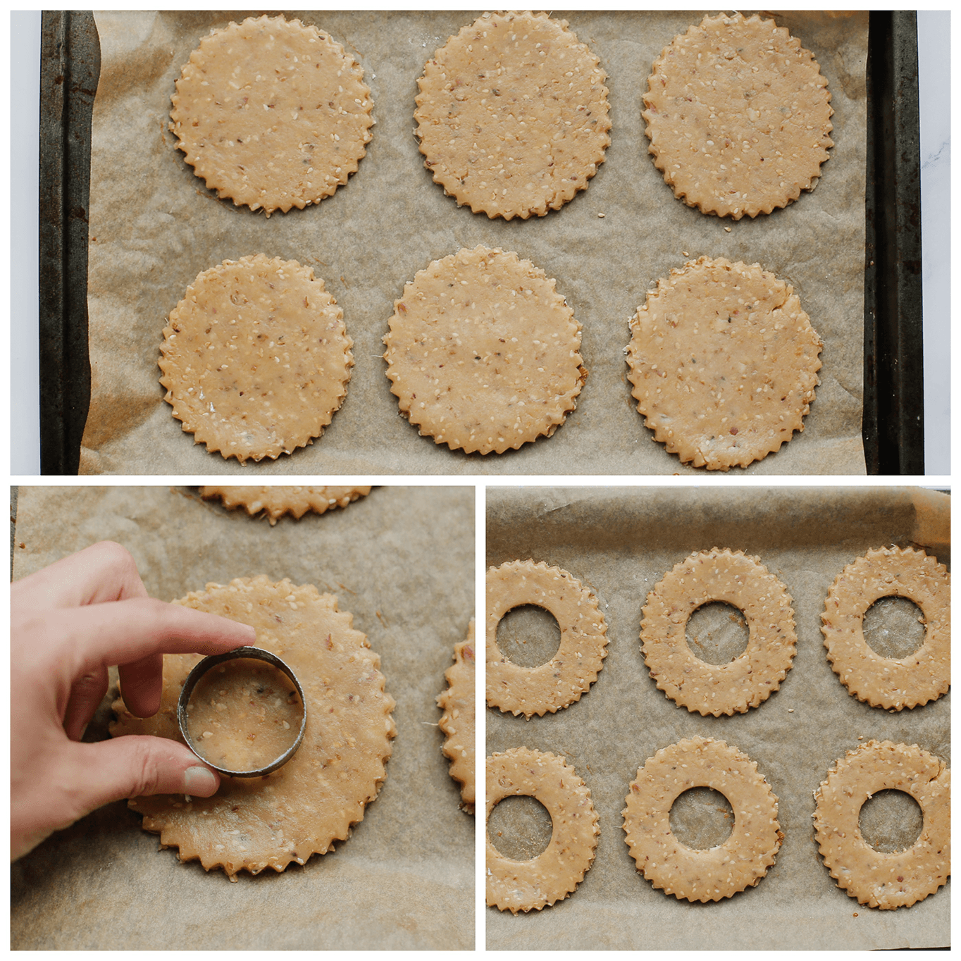 Het middenstuk verwijderen van het koekjesdeeg