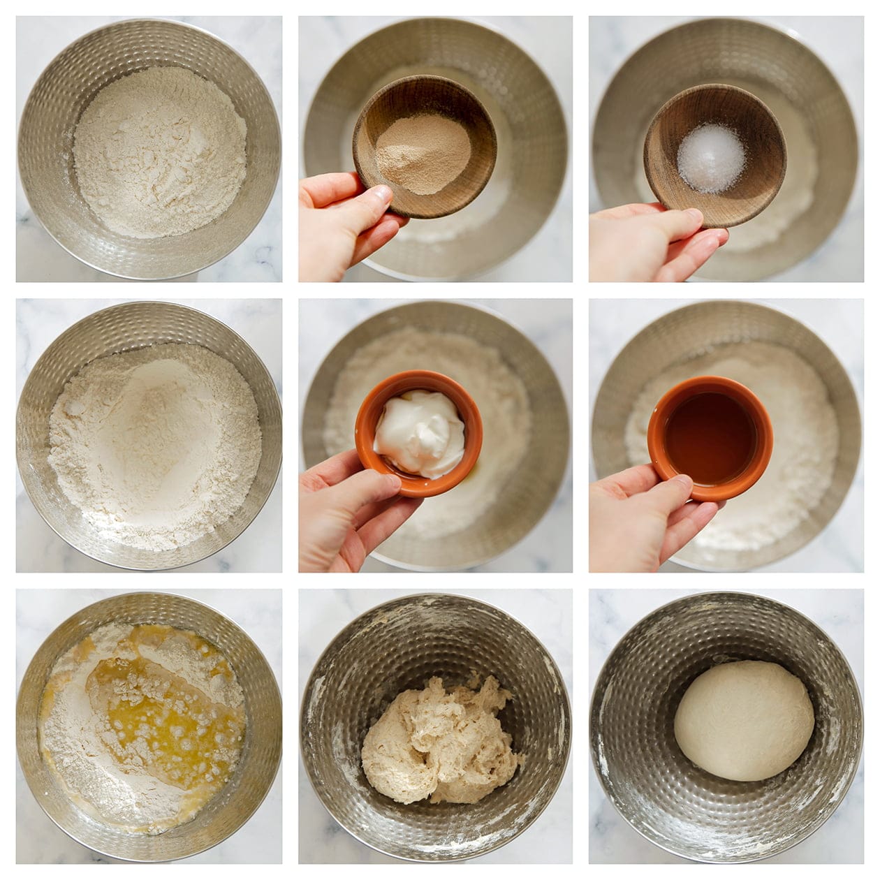 Deeg kneden voor de pestobroodjes